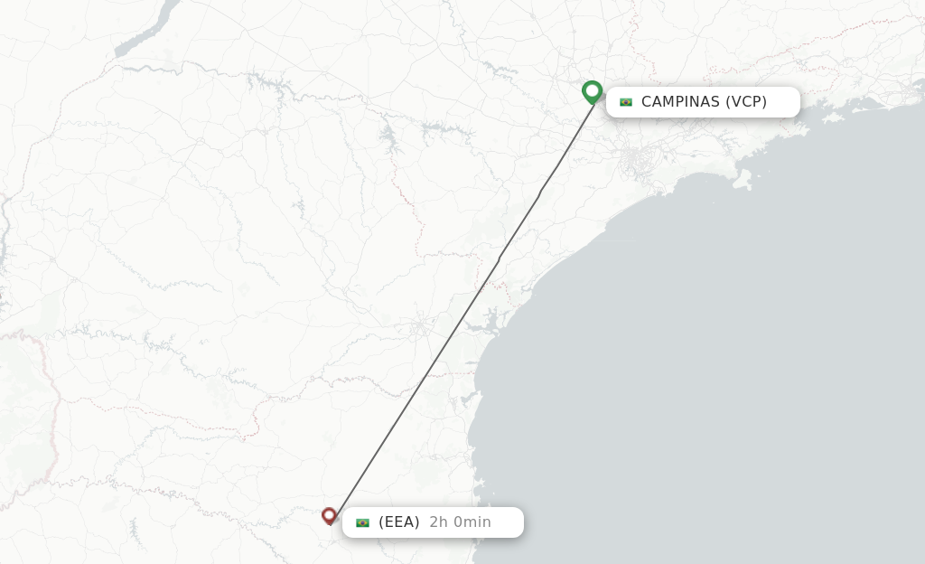 Flights from Campinas to Correia route map