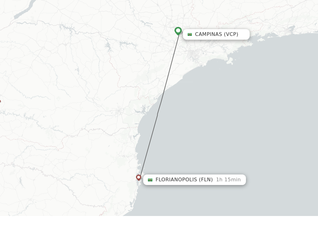 Flights from Campinas to Florianopolis route map