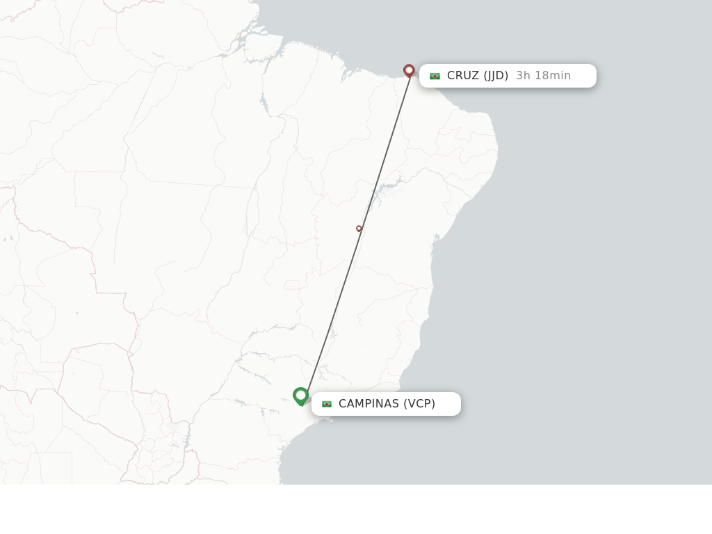Flights from Campinas to Cruz route map