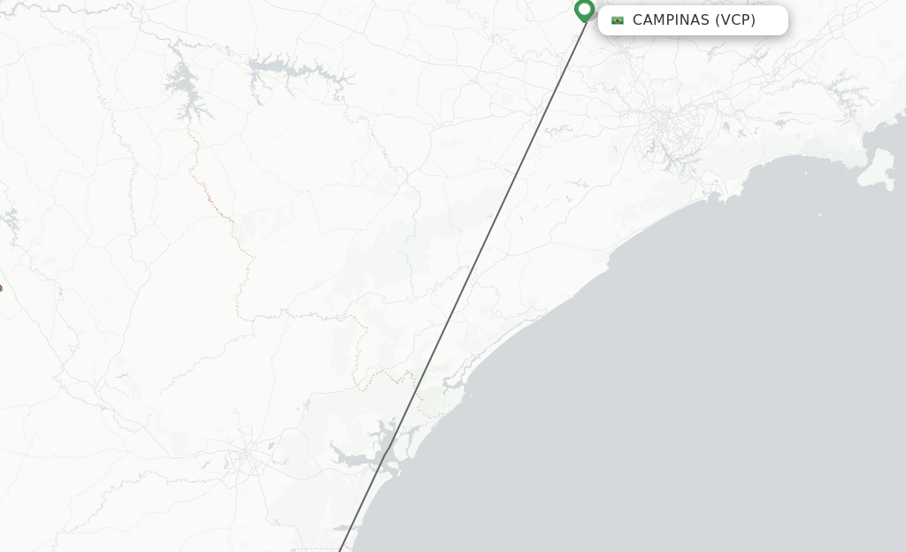 Flights from Campinas to Joinville route map