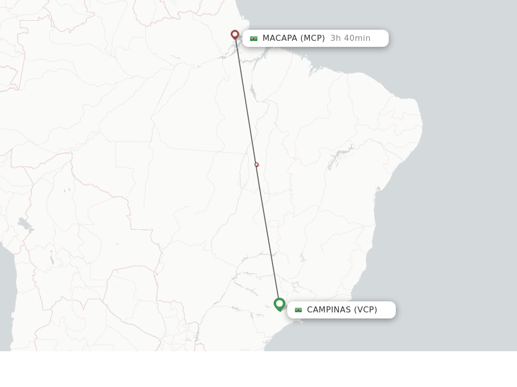Flights from Campinas to Macapa route map