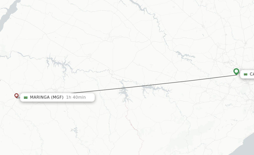 Flights from Campinas to Maringa route map