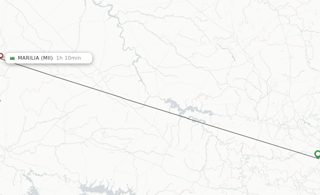 Flights from Campinas to Marilia route map