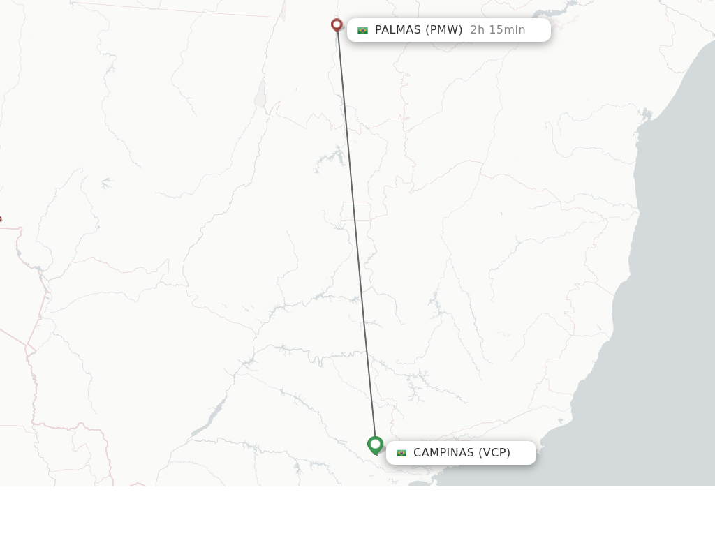 Flights from Campinas to Palmas route map