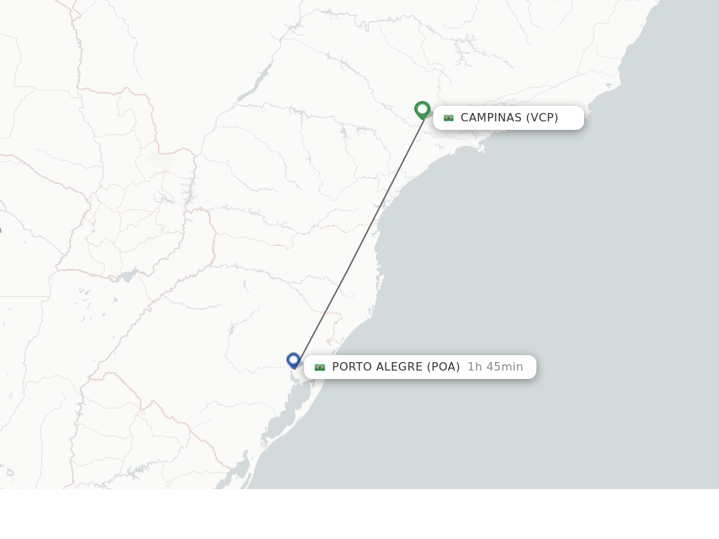 Flights from Campinas to Porto Alegre route map