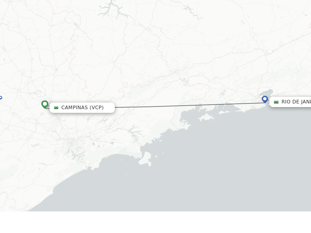 Flights from Campinas to Rio De Janeiro route map