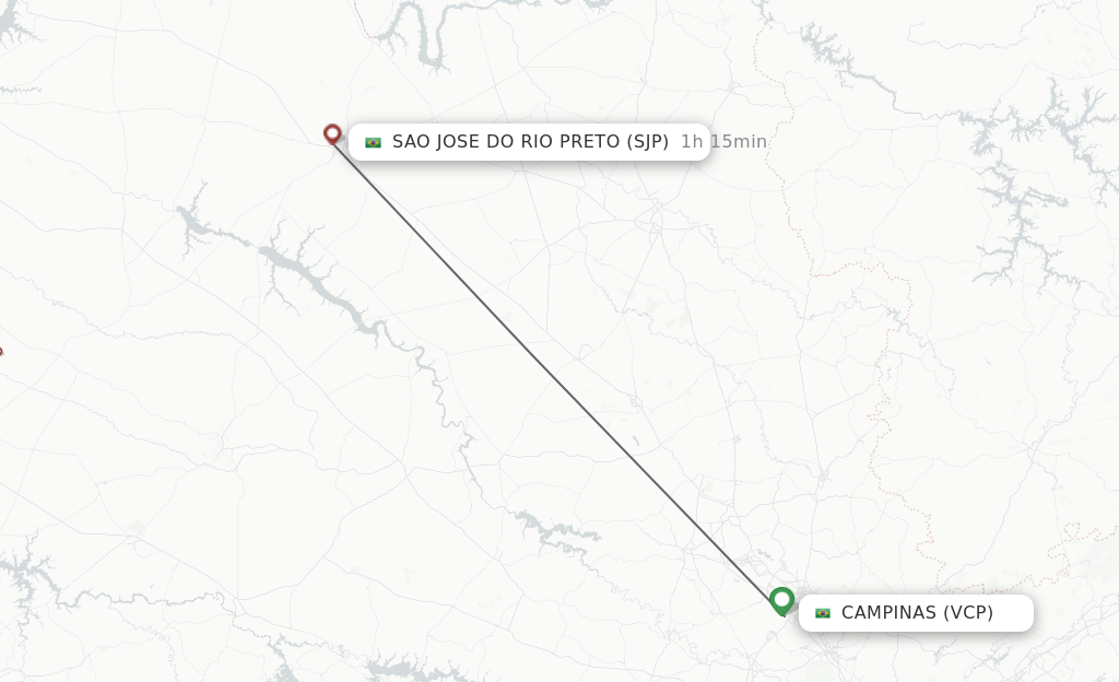 Flights from Campinas to Sao Jose Do Rio Preto route map