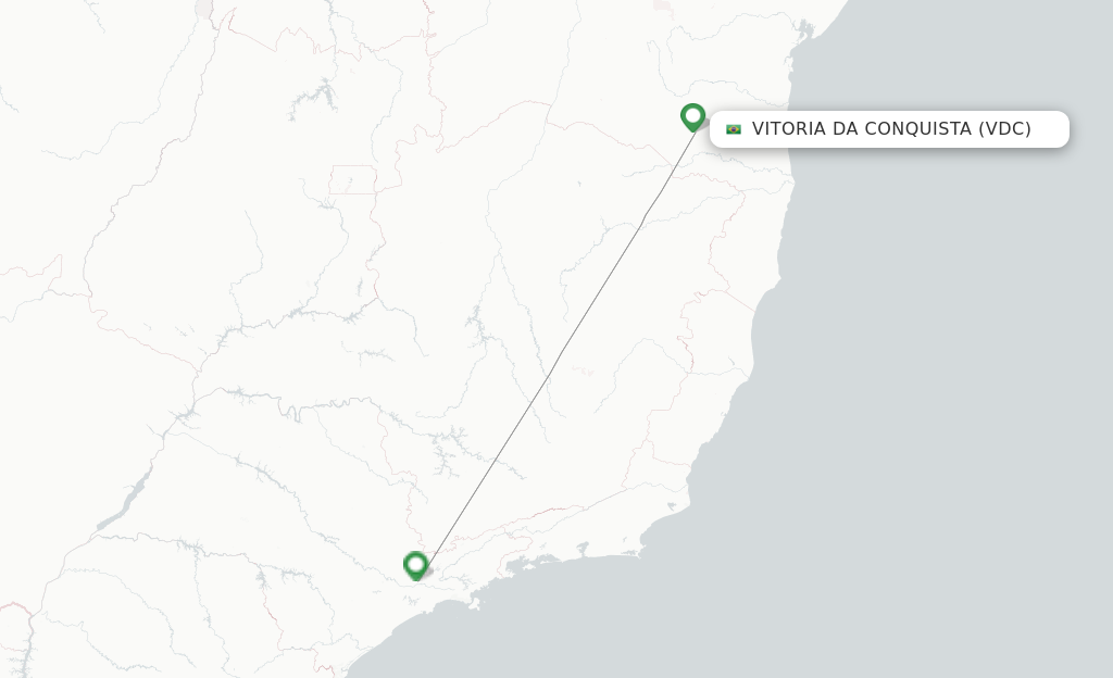 Route map with flights from Vitoria Da Conquista with LATAM