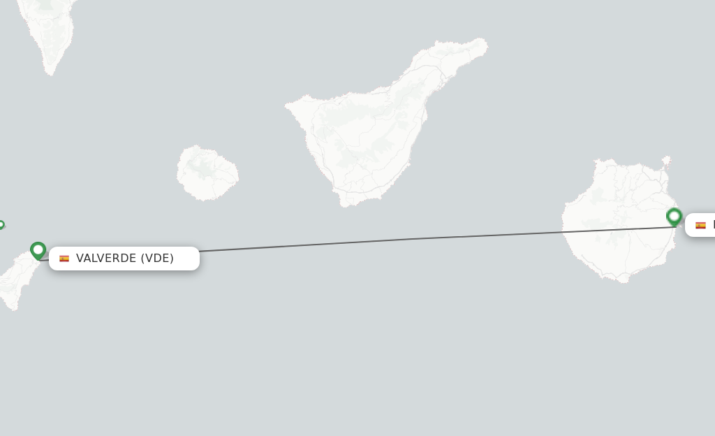 Flights from Valverde to Las Palmas route map