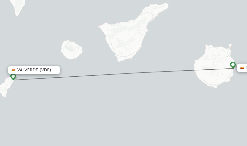 Flights from Valverde to Las Palmas route map