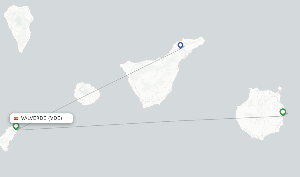 Route map with flights from Valverde with Binter Canarias