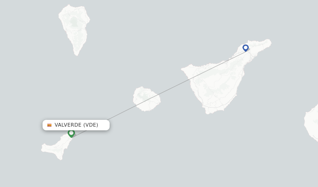 Route map with flights from Valverde with Canaryfly