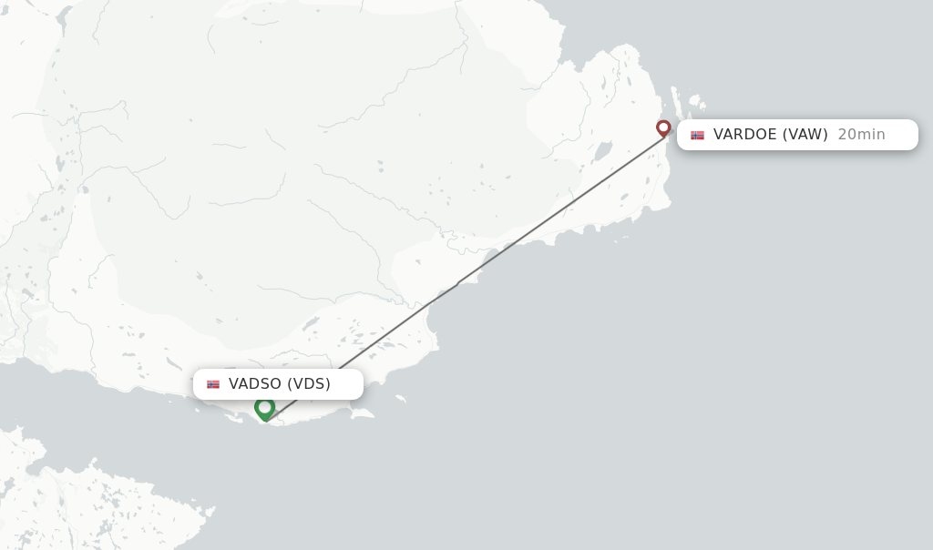 Flights from Vadso to Vardoe route map