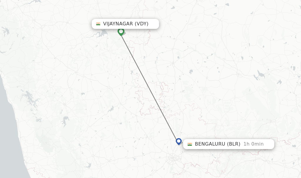 Flights from Vijaynagar to Bengaluru route map