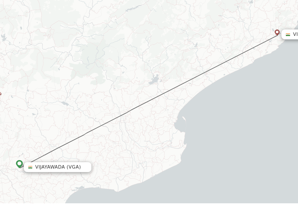 Flights from Vijayawada to Vishakhapatnam route map