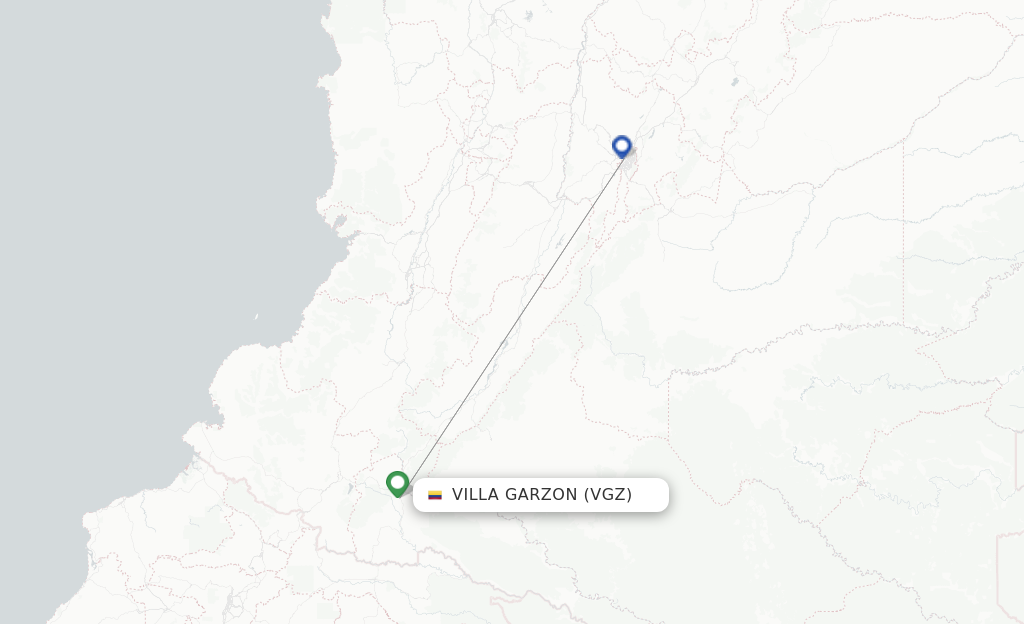 Route map with flights from Villa Garzon with SATENA