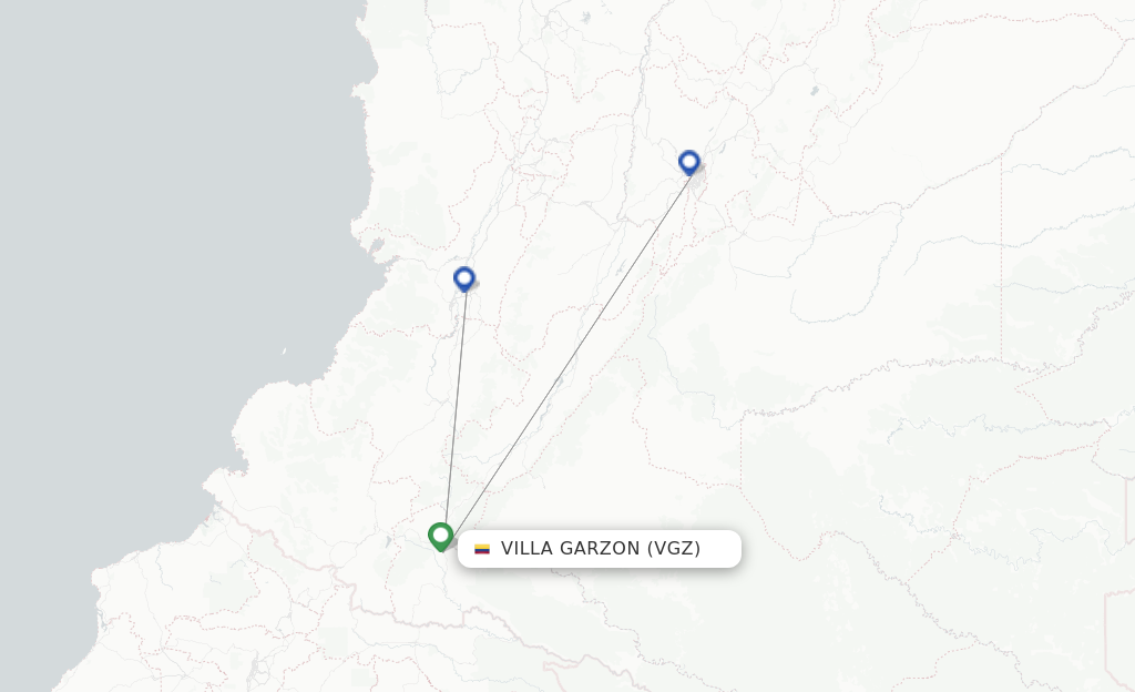 Flights from Villa Garzon to Cali route map