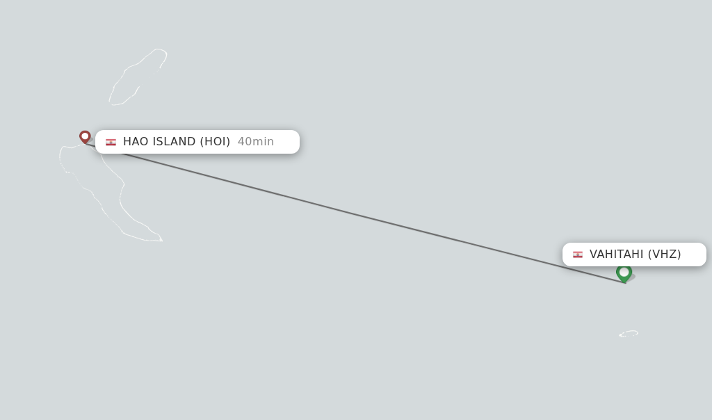 Flights from Vahitahi to Hao Island route map