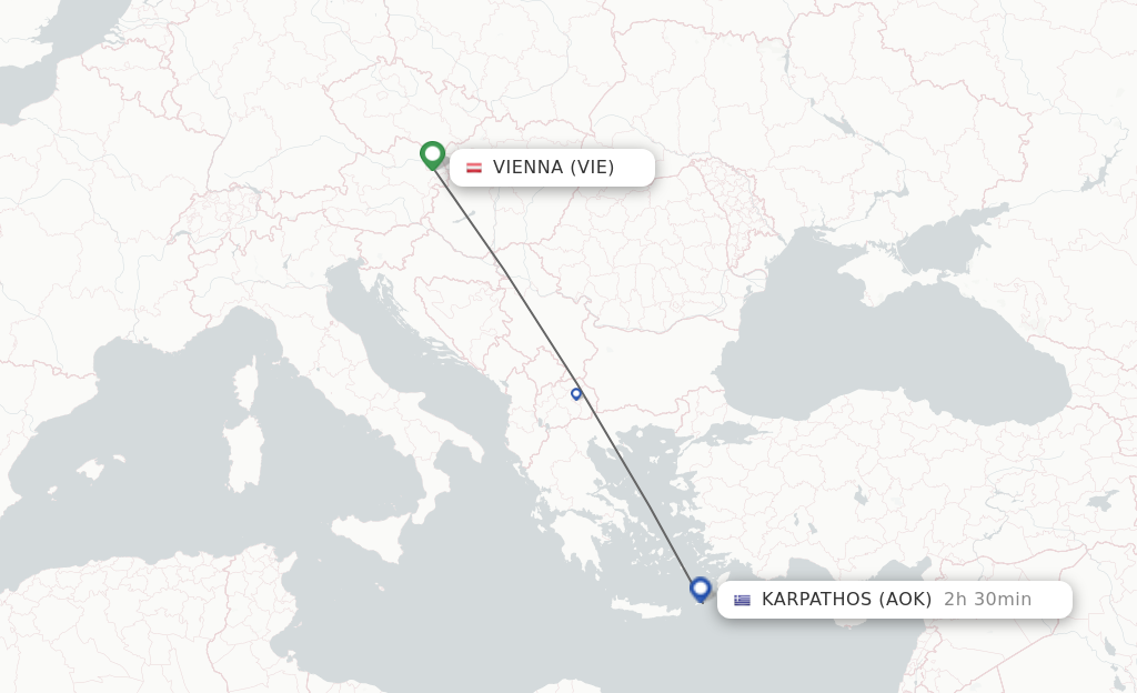 Flights from Vienna to Karpathos route map