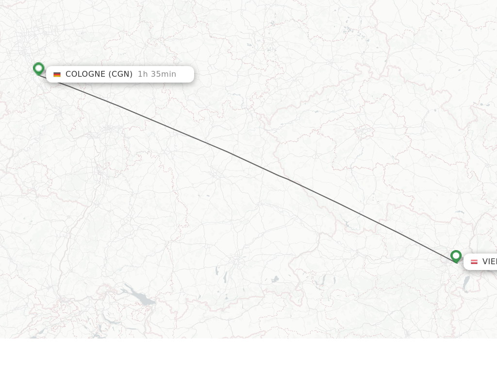 Flights from Vienna to Cologne route map