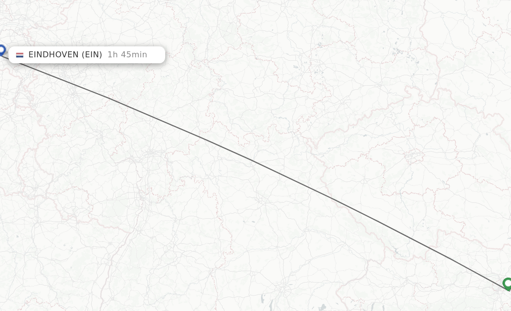Flights from Vienna to Eindhoven route map