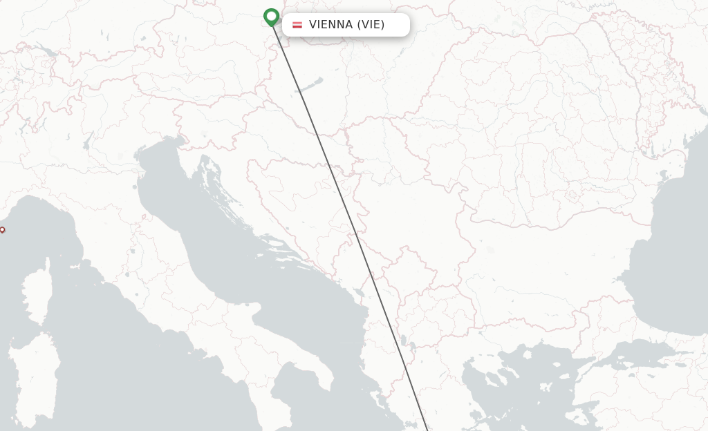 Flights from Vienna to Patras route map