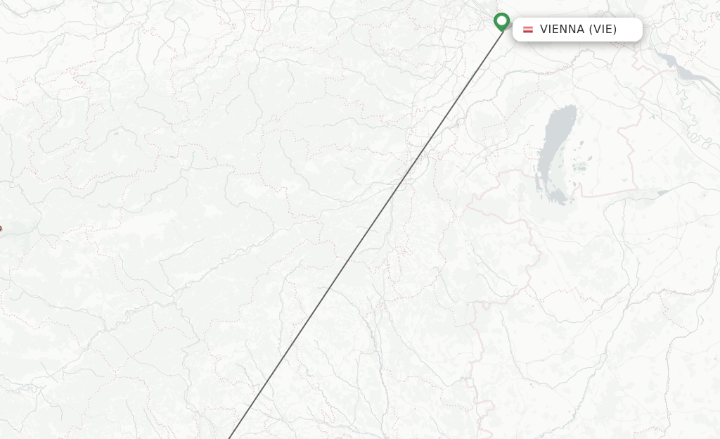 Flights from Vienna to Graz route map