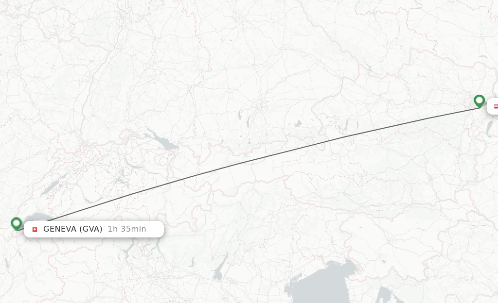 Flights from Vienna to Geneva route map
