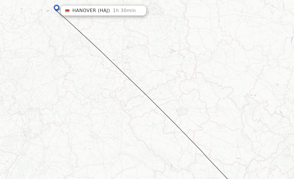 Flights from Vienna to Hanover route map