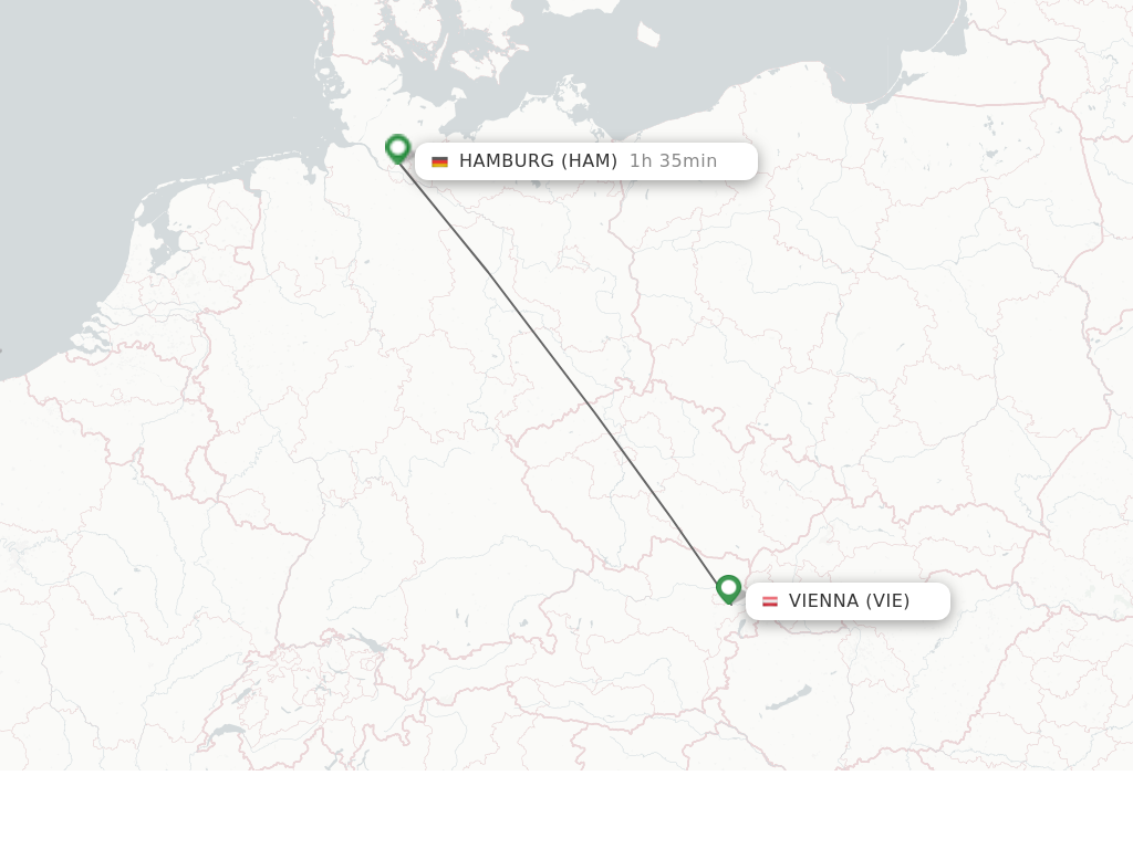 Flights from Vienna to Hamburg route map