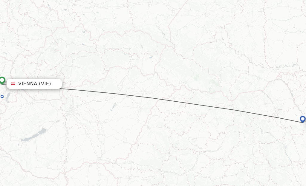 Flights from Vienna to Iasi route map