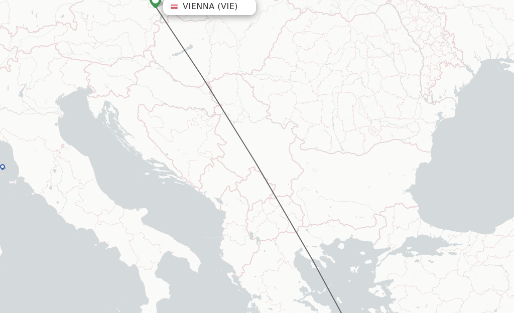 Flights from Vienna to Mykonos route map