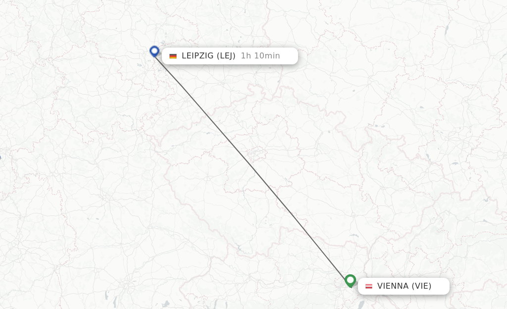 Flights from Vienna to Leipzig/Halle route map