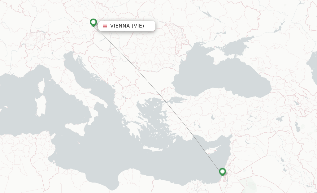 Route map with flights from Vienna with El Al