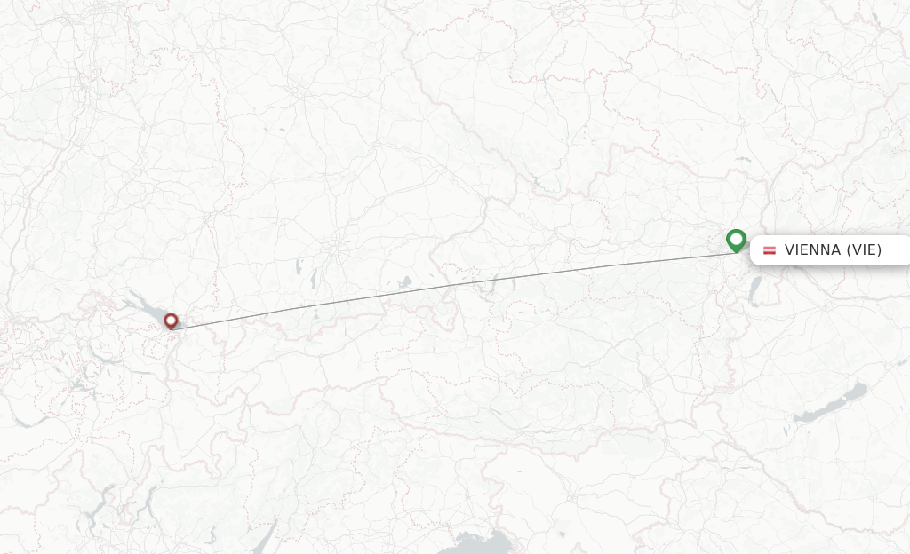 Route map with flights from Vienna with Peoples