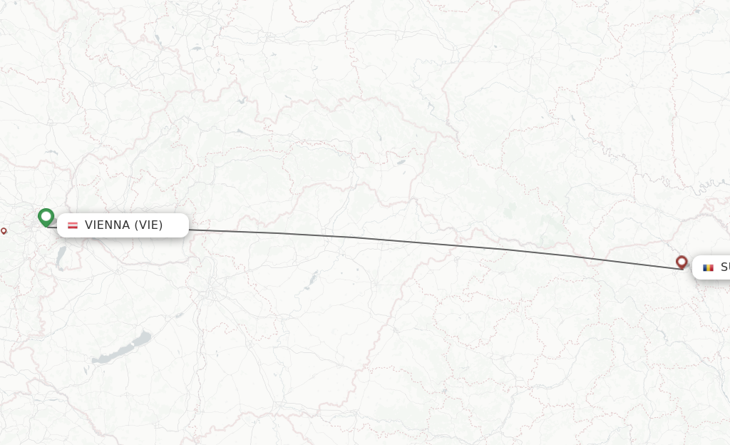 Flights from Vienna to Suceava route map