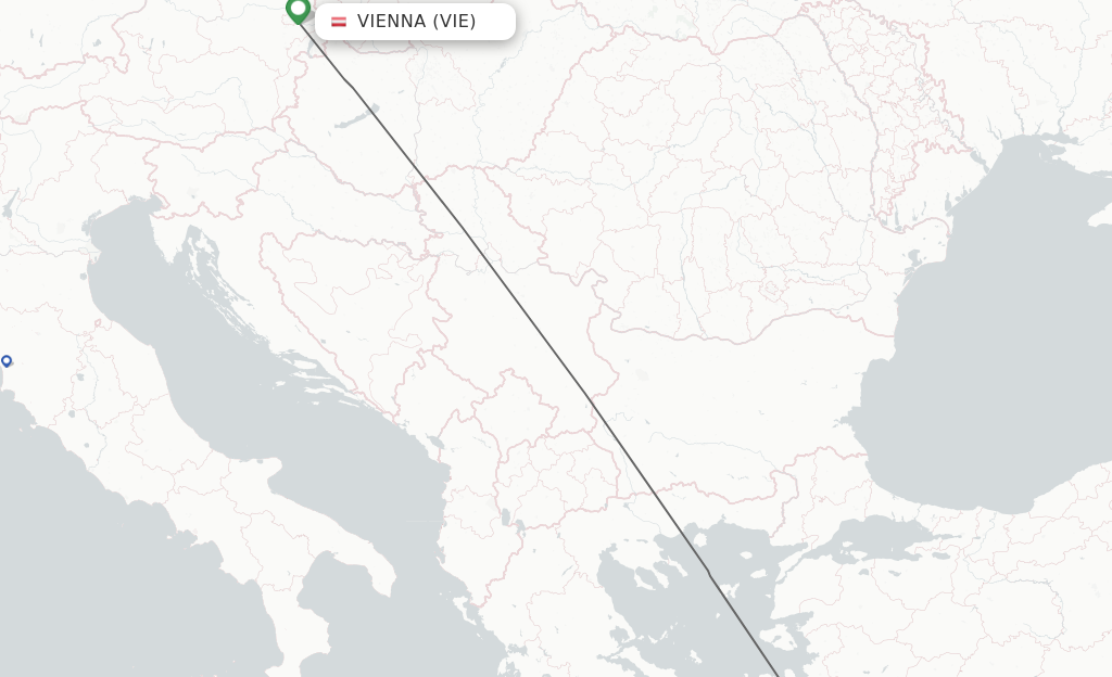 Flights from Vienna to Samos route map