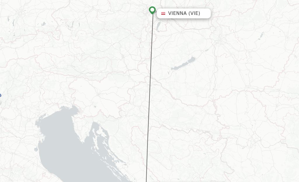 Flights from Vienna to Split route map