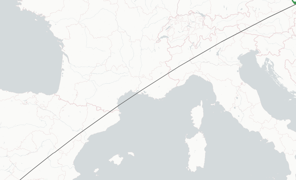 Flights from Vienna to Sevilla route map