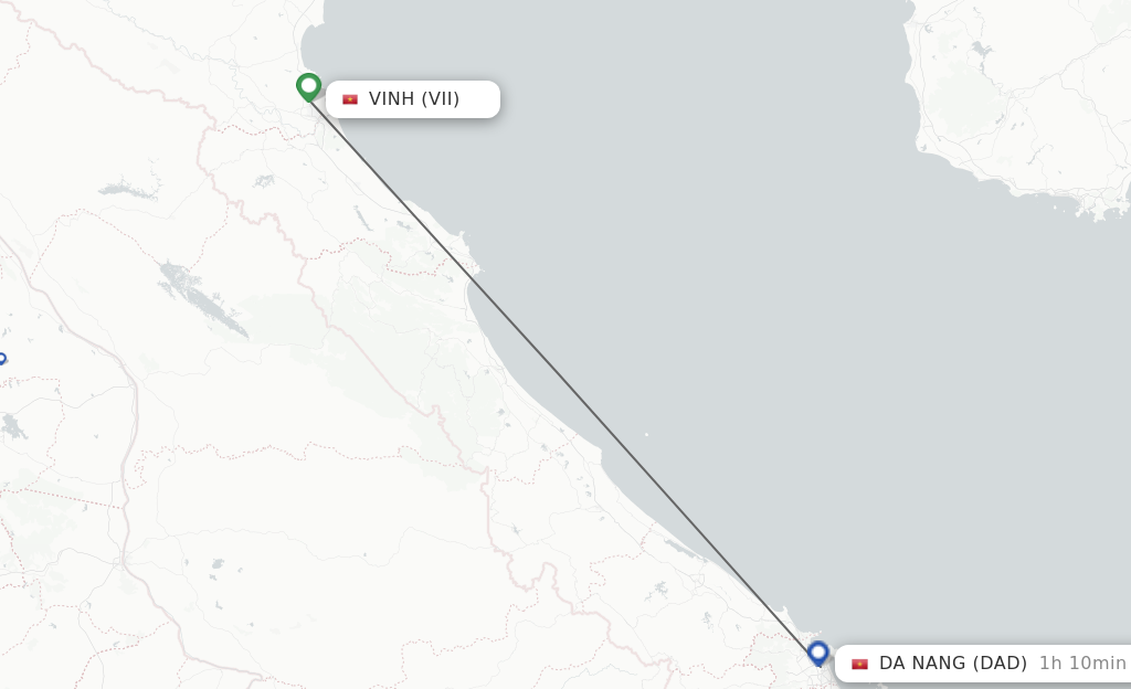 Flights from Vinh City to Da Nang route map