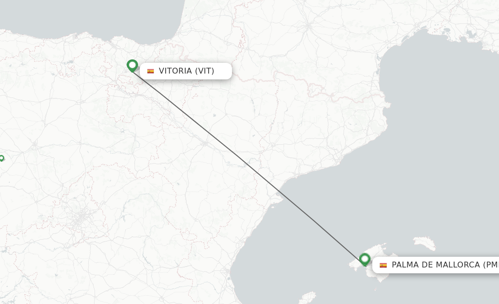 Flights from Vitoria to Palma de Mallorca route map