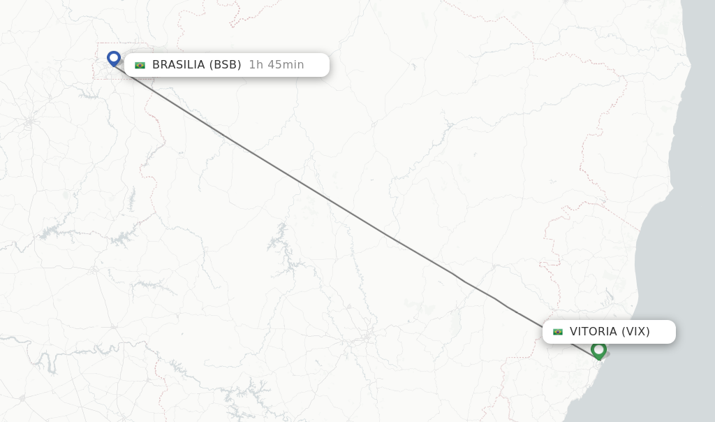 Flights from Vitoria to Brasilia route map