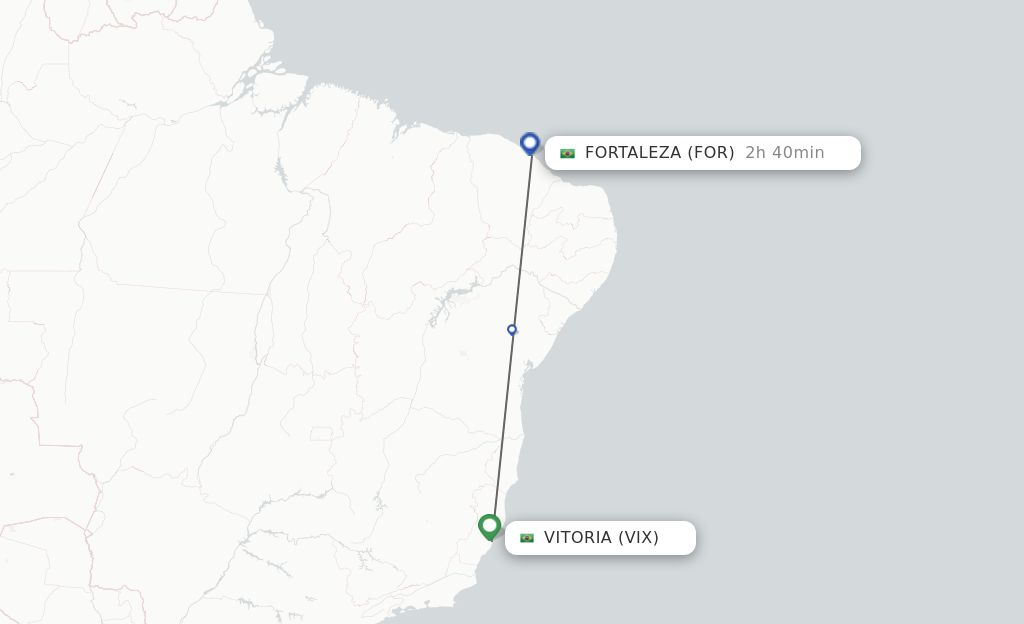Flights from Vitoria to Fortaleza route map