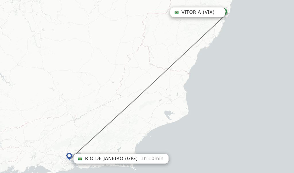 Flights from Vitoria to Rio De Janeiro route map