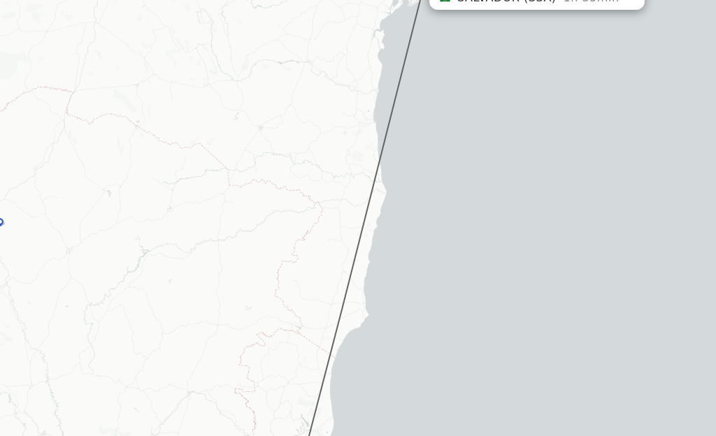 Flights from Vitoria to Salvador route map
