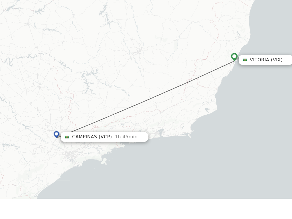 Flights from Vitoria to Campinas route map