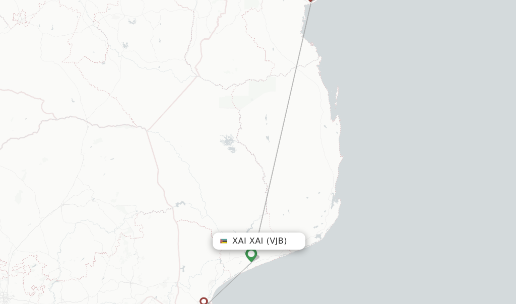 Route map with flights from Xai Xai with LAM