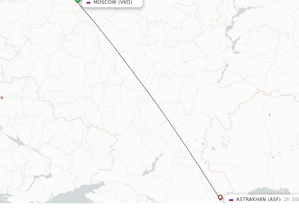 Flights from Moscow to Astrakhan route map