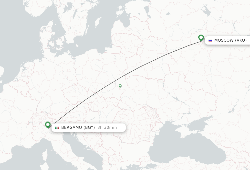 Flights from Moscow to Milan route map