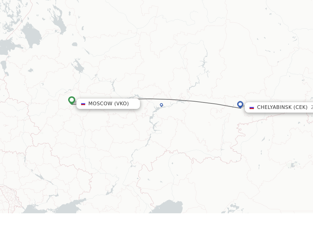 Flights from Moscow to Chelyabinsk route map